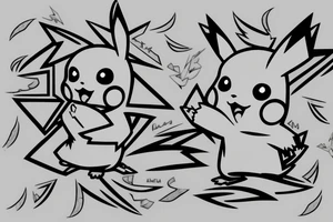 Pikachu with Lightnings tattoo idea