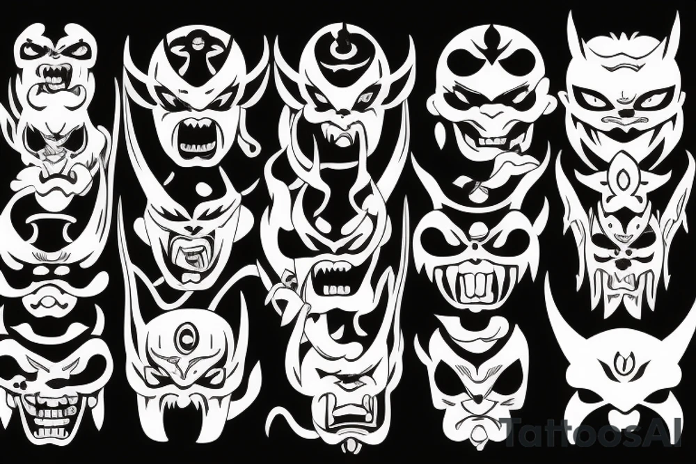 Japanese demon face tattoo idea