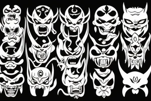 Japanese demon face tattoo idea
