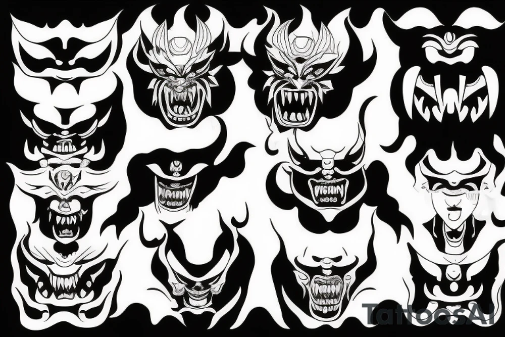 Japanese demon face tattoo idea
