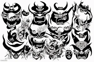 Japanese demon face tattoo idea