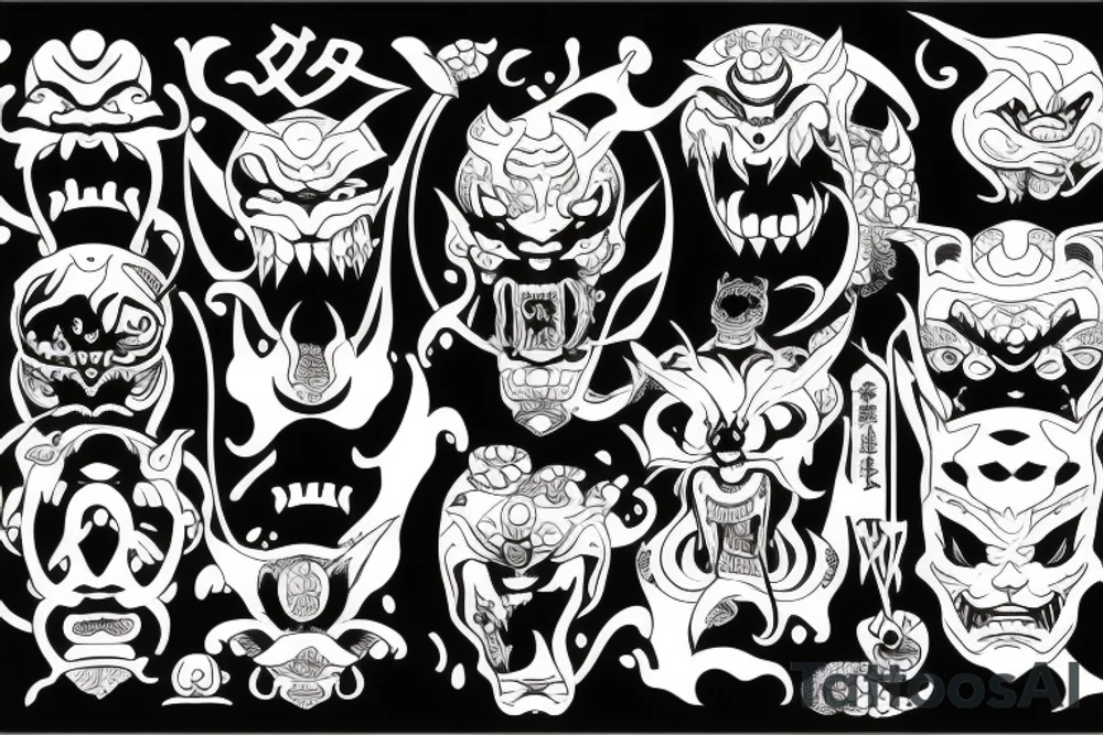 Japanese demon face tattoo idea