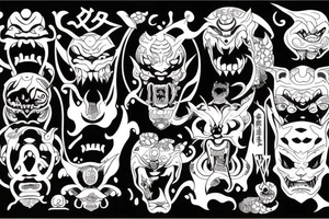 Japanese demon face tattoo idea