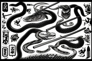 katana with snake angry tattoo idea