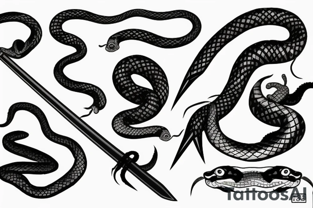 katana with snake angry tattoo idea