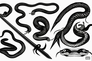 katana with snake angry tattoo idea