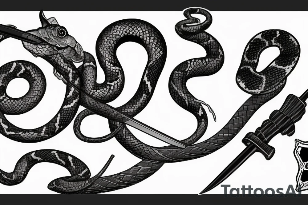 katana with snake tattoo idea