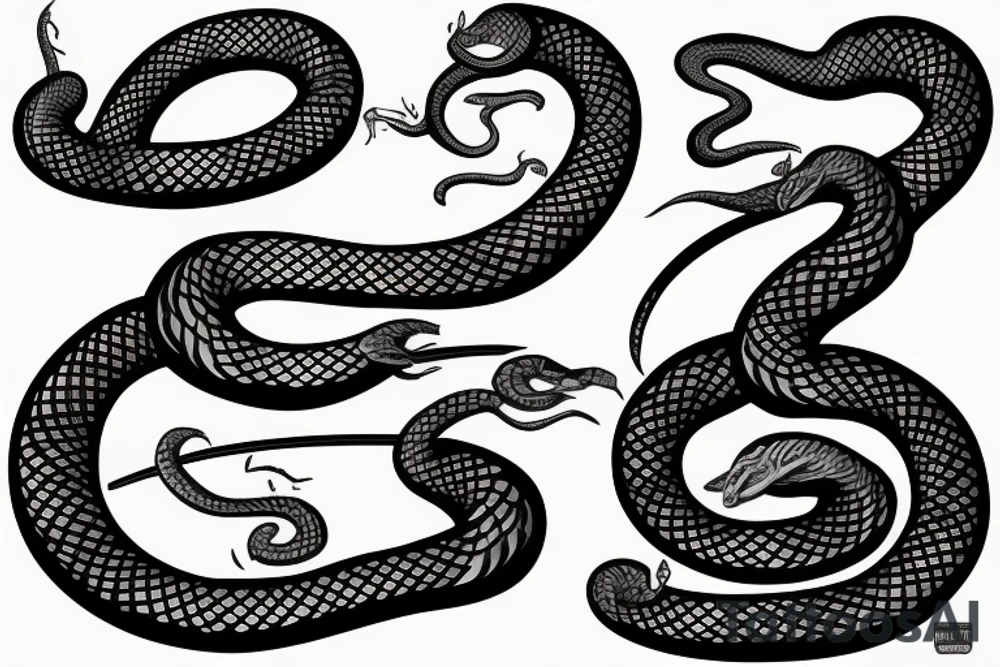 Serpent enroulé autour d’un katana tattoo idea