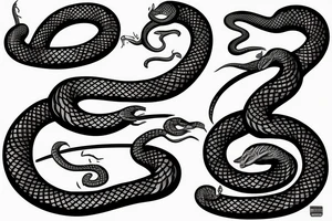 Serpent enroulé autour d’un katana tattoo idea