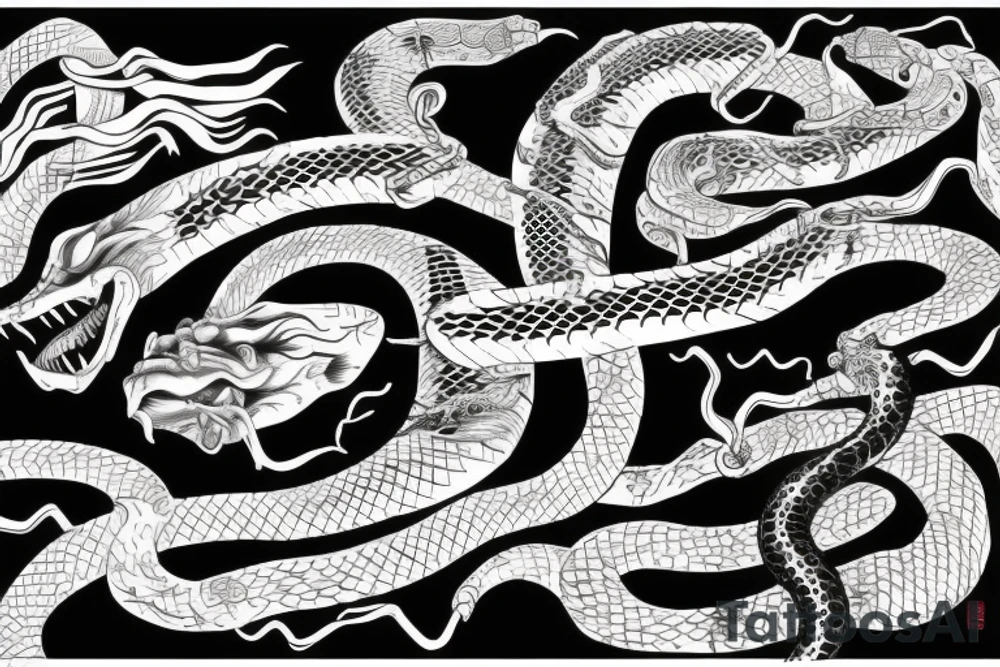 Flash Serpent enroulé autour d’un katana avant bras japonais tattoo idea