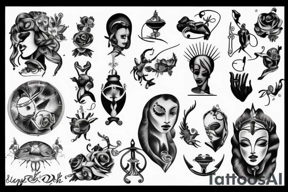 Planche de flash vierge Marie tattoo idea
