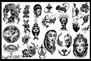 Planche de flash vierge Marie tattoo idea