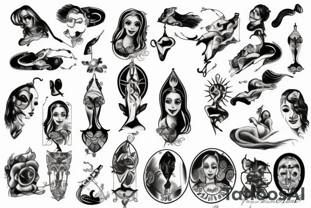 Planche de flash vierge Marie tattoo idea