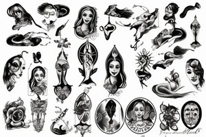 Planche de flash vierge Marie tattoo idea