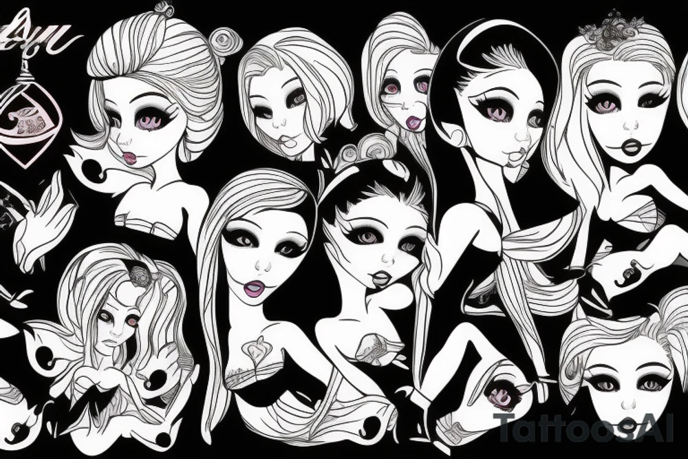 Planche de flash vierge Marie bratz tattoo idea