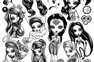 Planche de flash vierge Marie bratz tattoo idea