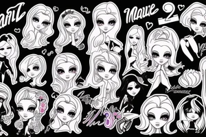 Planche de flash vierge Marie bratz tattoo idea