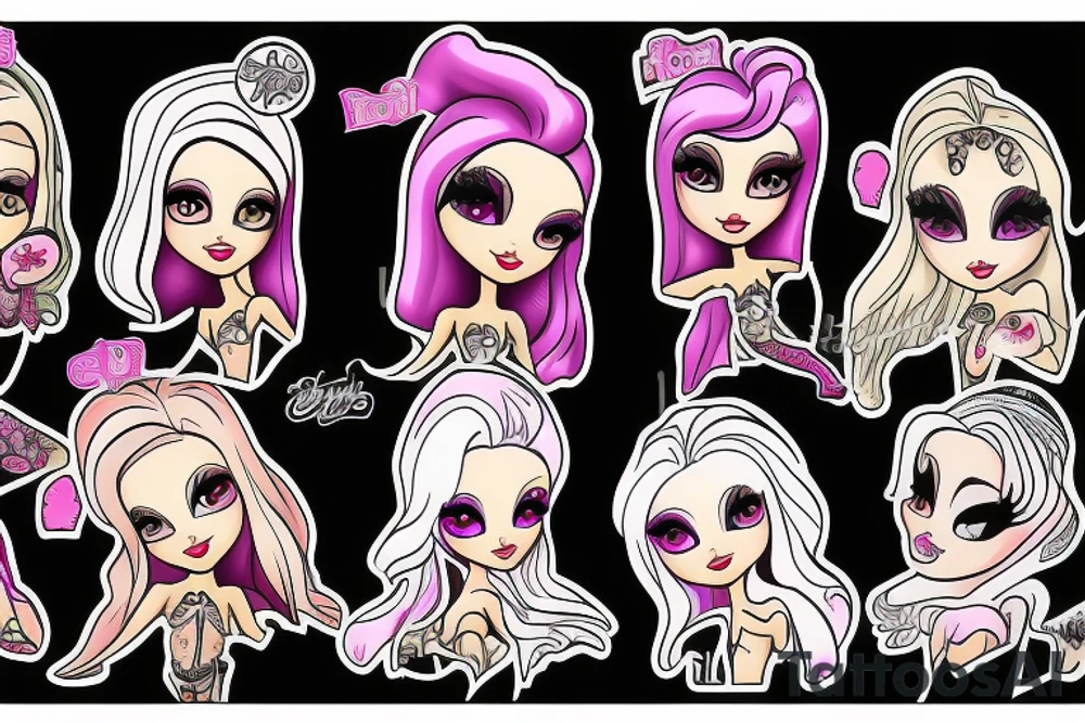 Planche de flash vierge Marie bratz tattoo idea