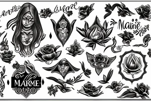 Planche de flash vierge Marie tattoo idea