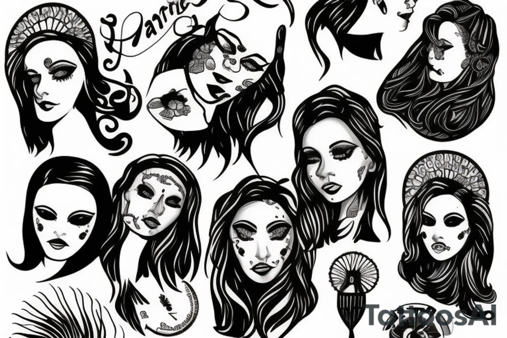 Planche de flash vierge Marie tattoo idea