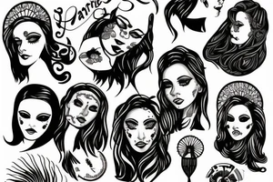 Planche de flash vierge Marie tattoo idea