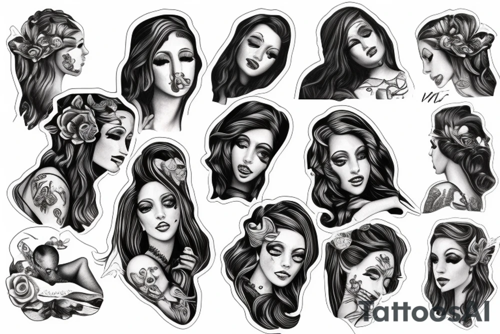 Planche de flash vierge Marie tattoo idea