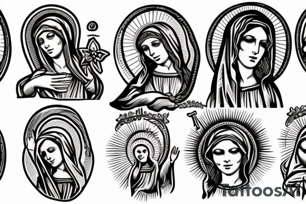 Virgin Mary flash tattoo idea