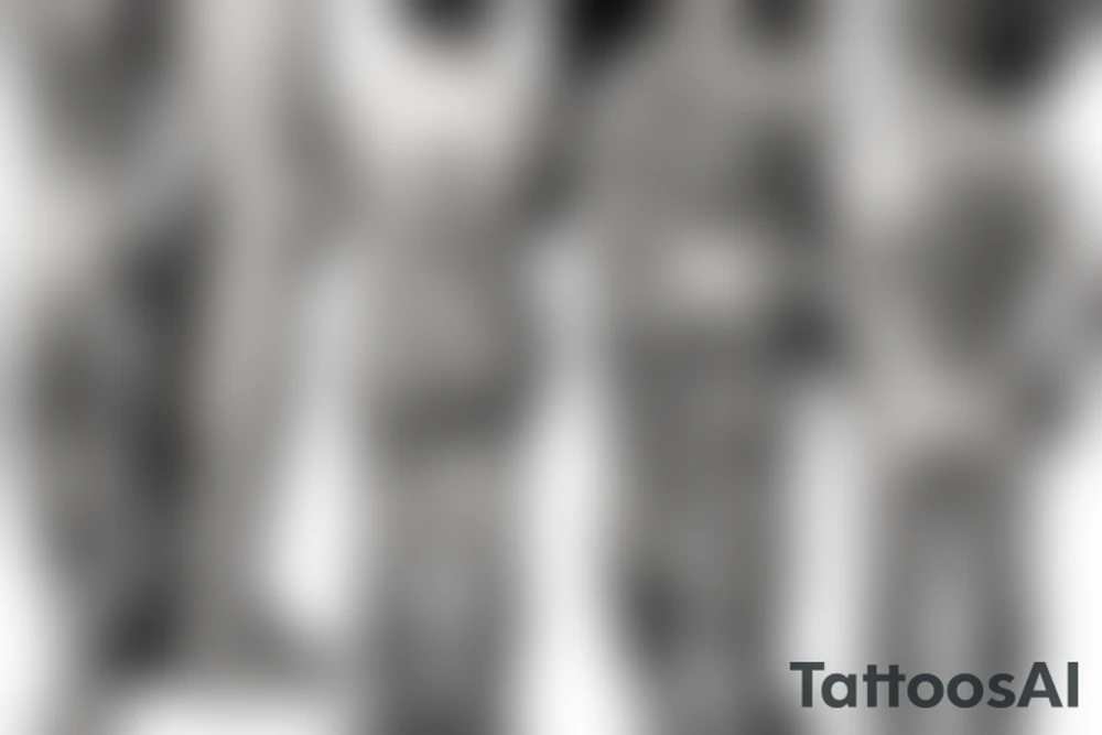 Father and two sons standing in water on the beach tattoo idea