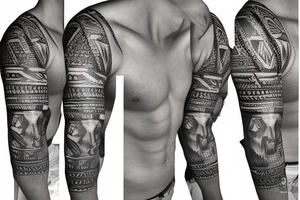 Aztec themed tattoo sleeve tattoo idea