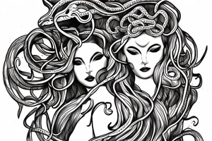 beautiful medusa centred for a female sternum piece tattoo idea