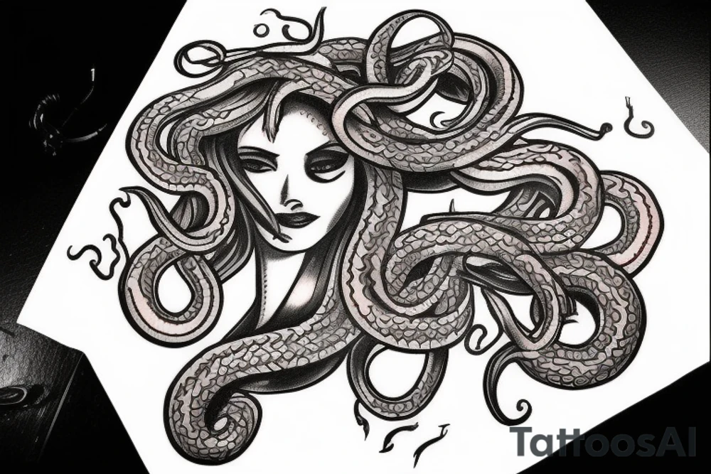 Grecian style medusa tattoo idea