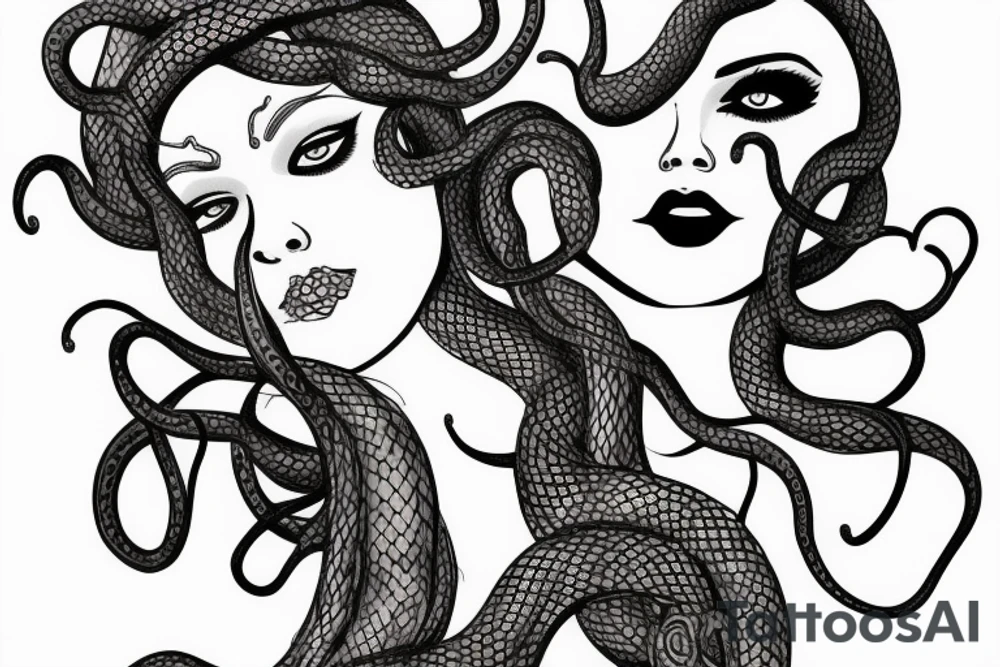 medusa with long snakes tattoo idea