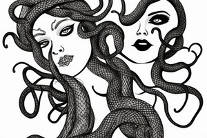 medusa with long snakes tattoo idea