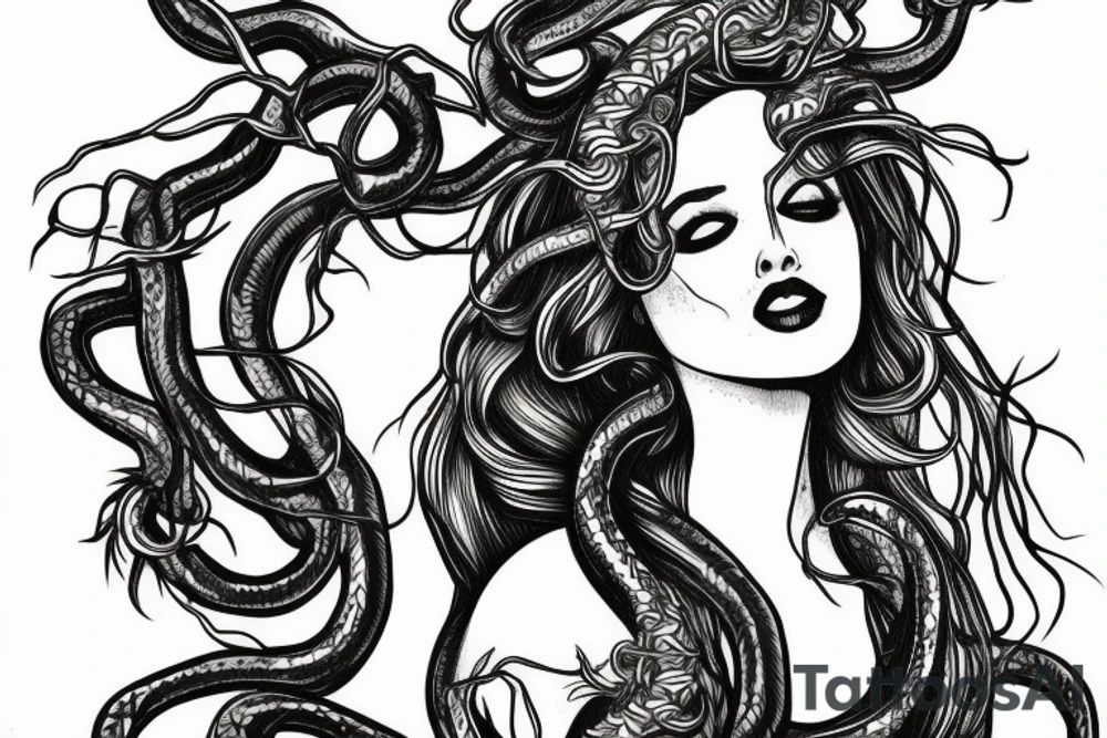 medusa with long snakes tattoo idea