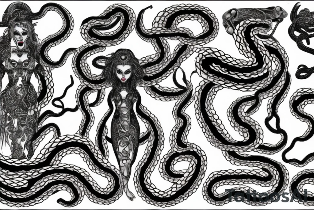 medusa with long snakes tattoo idea