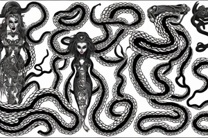 medusa with long snakes tattoo idea