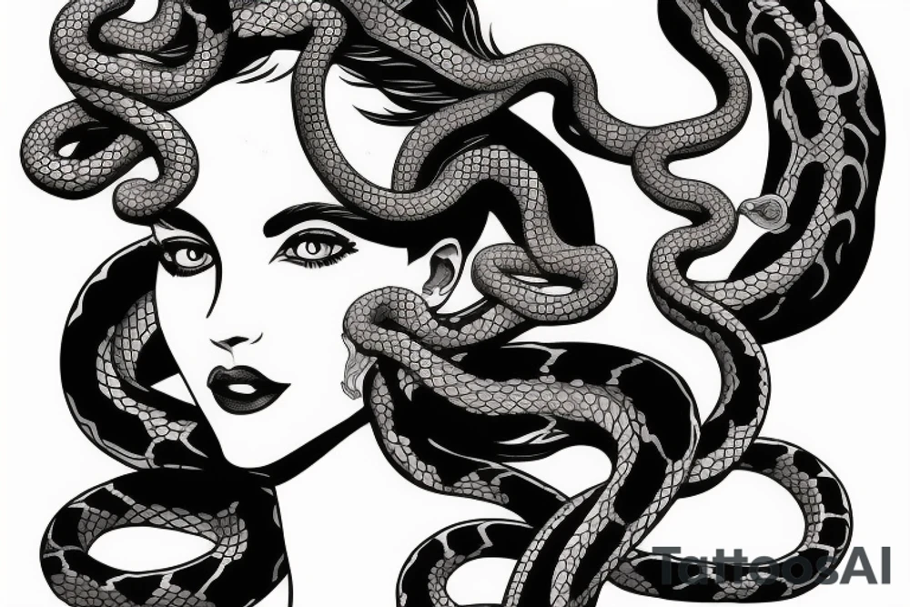 beautiful medusa with snake hair tattoo idea