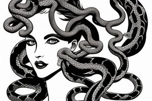 beautiful medusa with snake hair tattoo idea