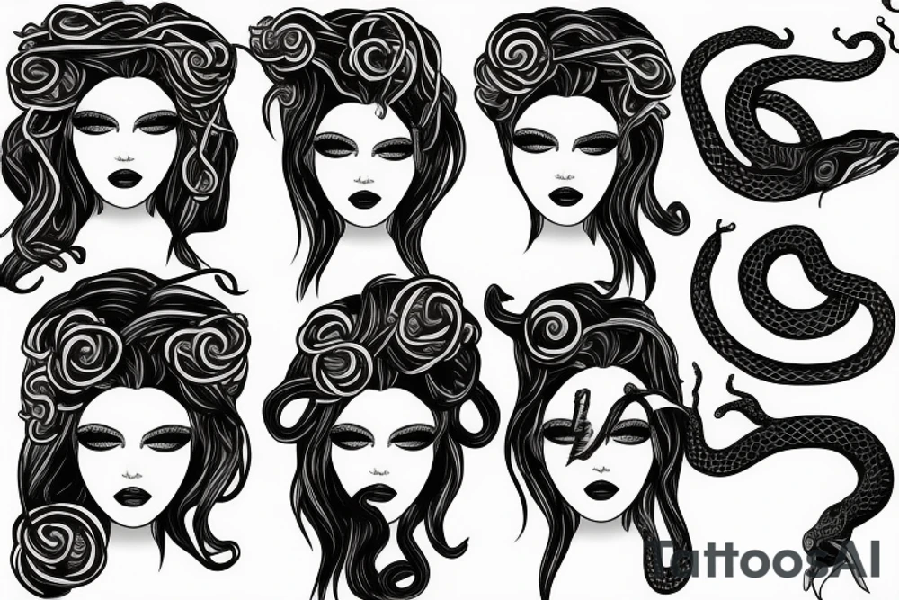 beautiful medusa with snake hair tattoo idea