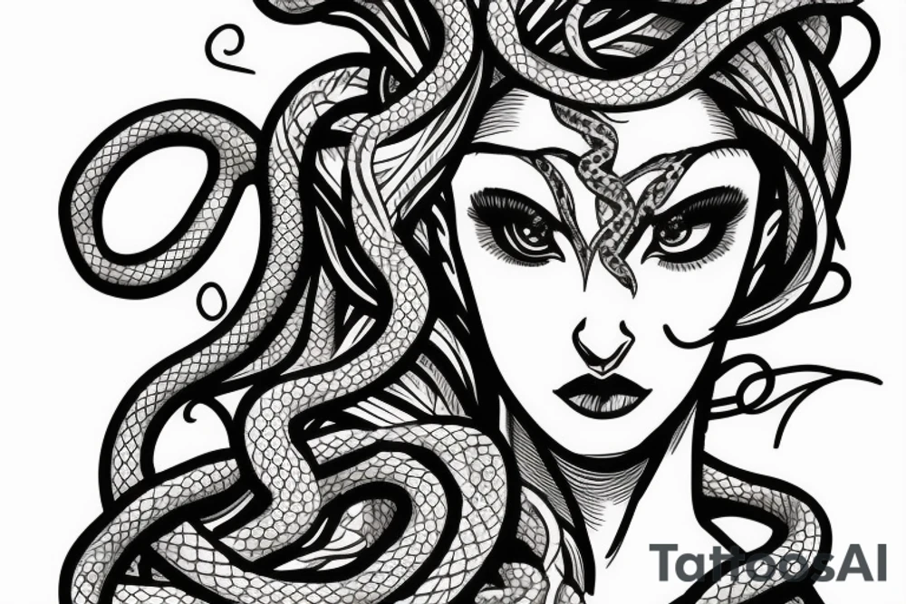 beautiful medusa with snake hair tattoo idea