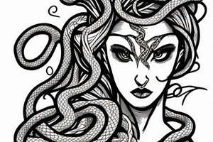 beautiful medusa with snake hair tattoo idea