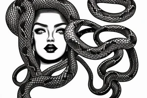 beautiful medusa with snake hair tattoo idea