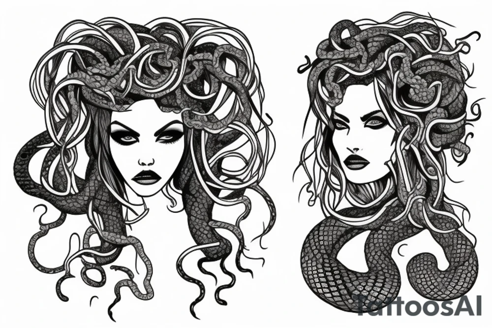 beautiful medusa with snake hair tattoo idea