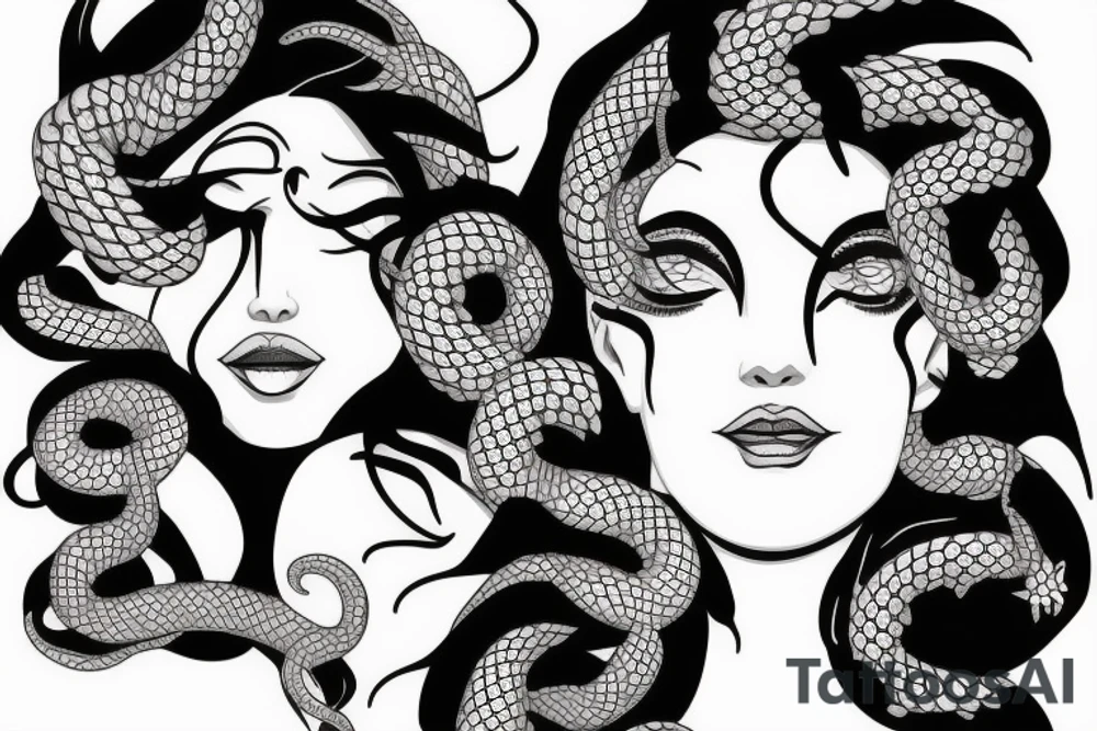 beautiful medusa with snake hair tattoo idea