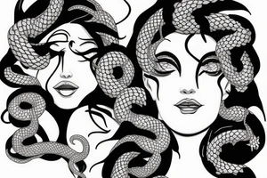 beautiful medusa with snake hair tattoo idea