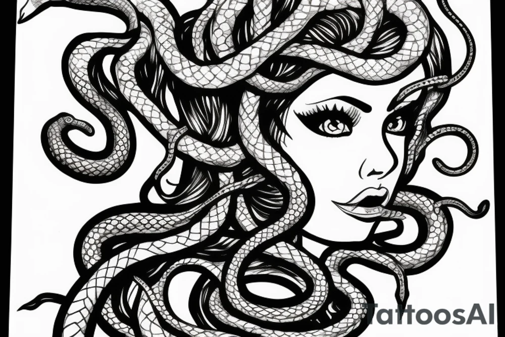 beautiful medusa with snake hair tattoo idea