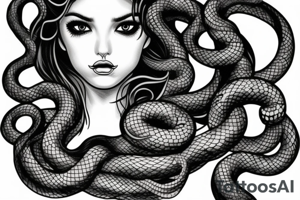 beautiful medusa with snake hair tattoo idea