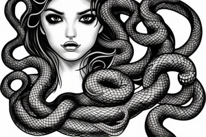 beautiful medusa with snake hair tattoo idea