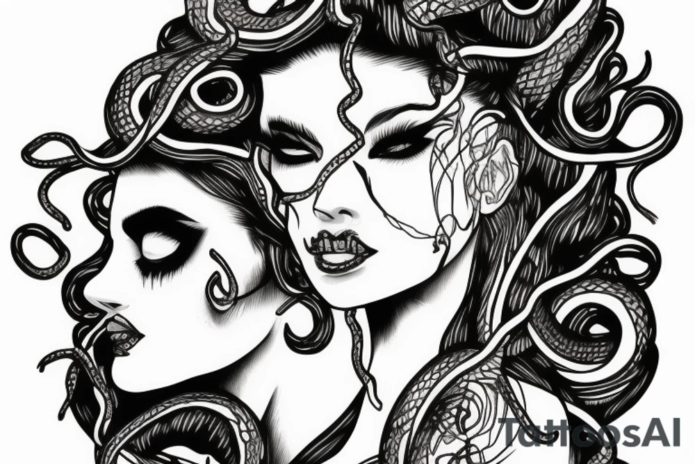 beautiful medusa with snake hair tattoo idea