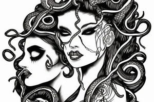 beautiful medusa with snake hair tattoo idea